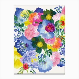 Peony Modern Colourful Flower Canvas Print