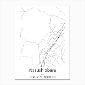 Nasushiobara,Japan Minimalist Map Canvas Print