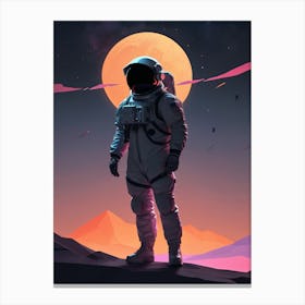 Low Poly Astronaut Minimalist Sunset (8) Canvas Print