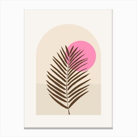 Palm Leaf Sun And Ocean Olive And Pink Canvas Print