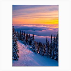 Panorama, Canada Sunrise Skiing Poster Canvas Print