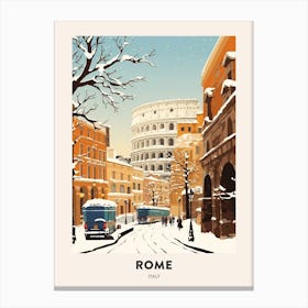 Vintage Winter Travel Poster Rome Italy 1 Canvas Print
