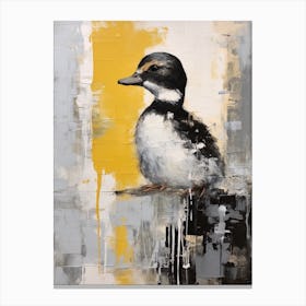Abstract Grey Gouache Painting Of A Duckling 1 Canvas Print