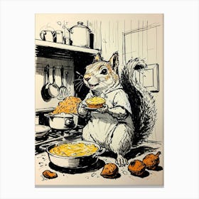 Squirrel In The Kitchen 2 Canvas Print