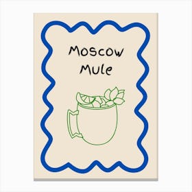 Moscow Mule Doodle Poster Blue & Green Canvas Print