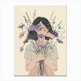 Spring Girl With Purple Flowers 2 Canvas Print