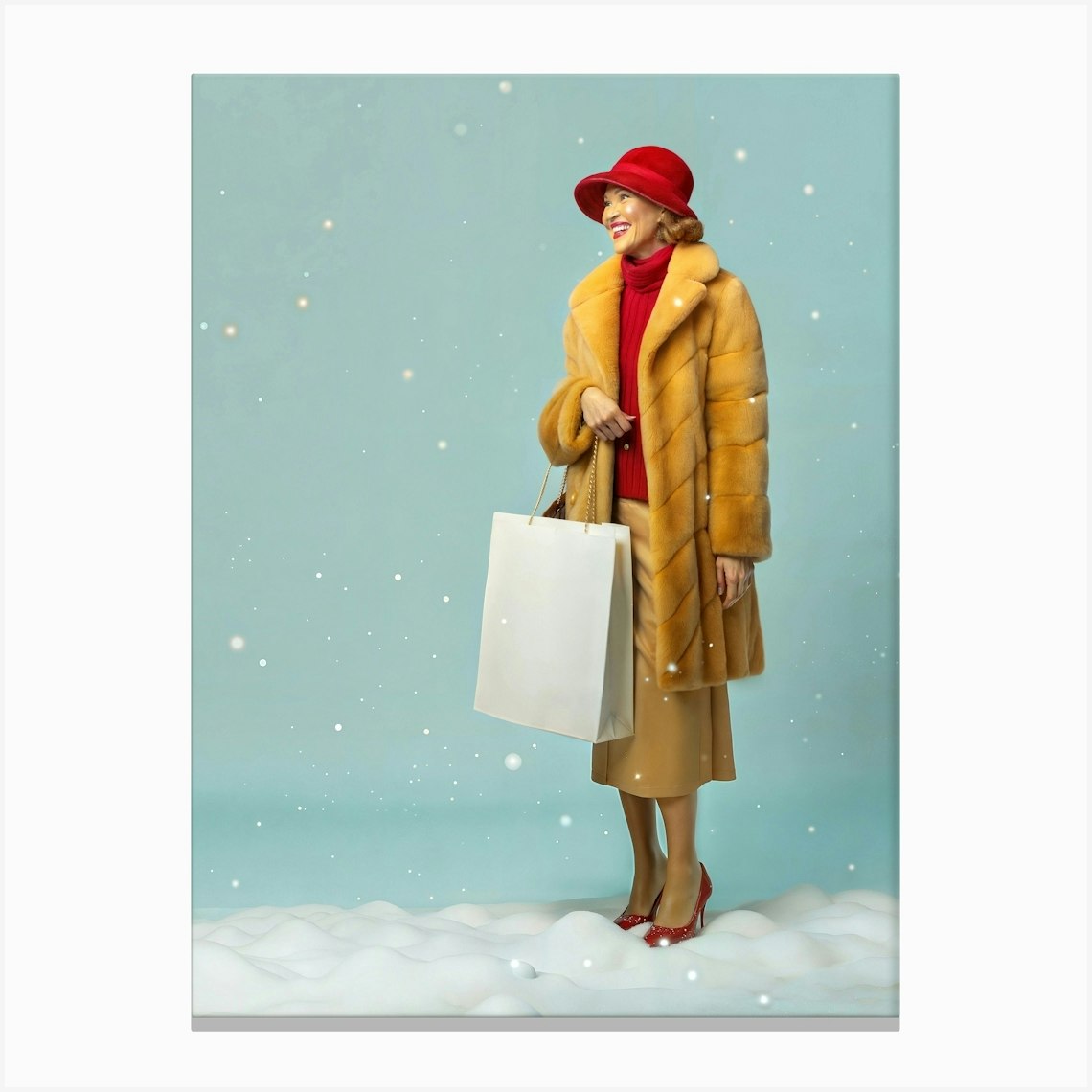 Portrait Of A Woman In A Fur Coat Canvas Print by KarloCuris