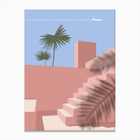 Palm Trees And Stairs. Boho travel art. Morocco poster — boho travel poster Canvas Print