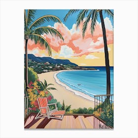 Malibu Beach, California, Matisse And Rousseau Style 3 Canvas Print