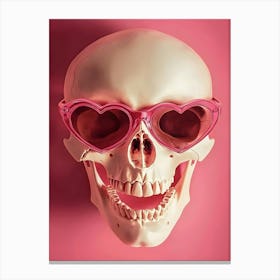 Skull With Pink Sunglasses Canvas Print