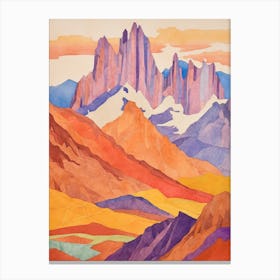 Aconcagua Argentina 1 Colourful Mountain Illustration Canvas Print