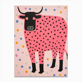 Pink Polka Dot Bison 1 Canvas Print