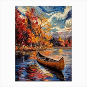 Canoe On The Lake Canvas Print