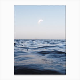 Moon Over The Minimalist Ocean Canvas Print