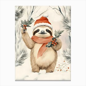 Christmas Sloth Canvas Print