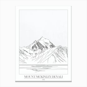 Mount Mckinley Denali Usa Line Drawing 5 Poster Canvas Print