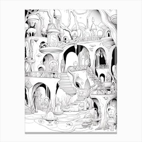 The Cave Of Wonders (Aladdin) Fantasy Inspired Line Art 6 Canvas Print