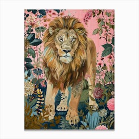 Floral Animal Painting Lion 2 Canvas Print