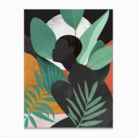 Tropical Girl Leaves Canvas Print