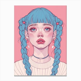 Blue Haired Girl 10 Canvas Print