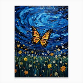 Butterfly In The Night Sky Canvas Print
