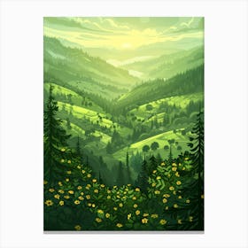 Landscape With Trees And Flowers Canvas Print