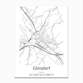 Gleisdorf,Austria Minimalist Map Canvas Print