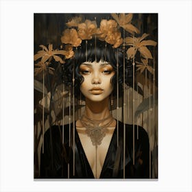 'The Girl With Flowers' Canvas Print