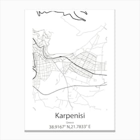 Karpenisi,Greece Minimalist Map Canvas Print