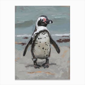 African Penguin Cooper Bay Oil Painting 1 Canvas Print