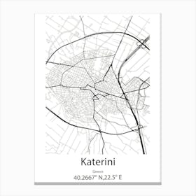 Katerini,Greece Minimalist Map Canvas Print