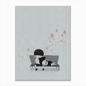 Cute Couple Sitting Canvas Print