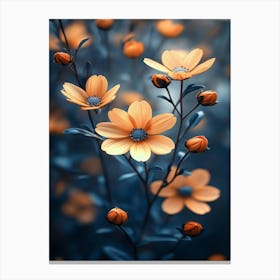 Orange Flowers Wallpaper Canvas Print