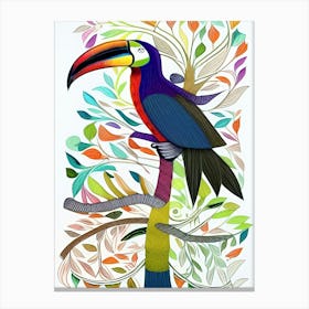 Toucan Bird Tree Animal Wildlife Leaves Nature Beak Wings Canvas Print