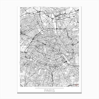 Paris Map Minimal Canvas Print