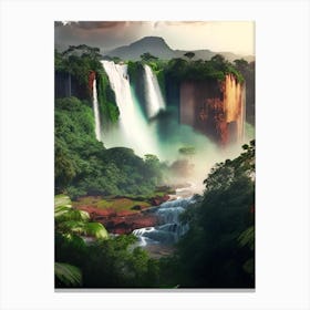 Iguacu Falls Of The North, Brazil Realistic Photograph (1) Canvas Print