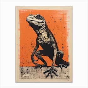 Lizard, Woodblock Animal Drawing 1 Canvas Print