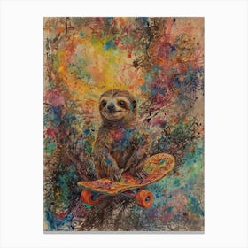 Sloth On Skateboard 1 Canvas Print