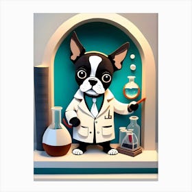 Boston Terrier In Lab Coat-Reimagined 5 Canvas Print