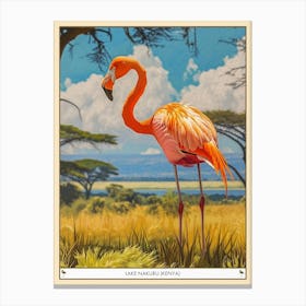 Greater Flamingo Lake Nakuru Nakuru Kenya Tropical Illustration 4 Poster Canvas Print