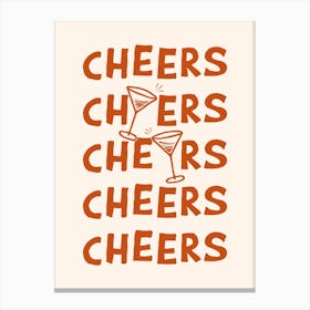 Cheers Cocktail Drinks in Burnt Orange and Linen White Canvas Print