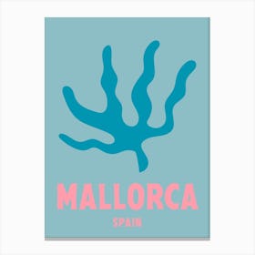 Mallorca, Spain, Graphic Style Poster 3 Canvas Print