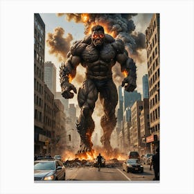 Towering Monster Terror Rampages Through the City Canvas Print