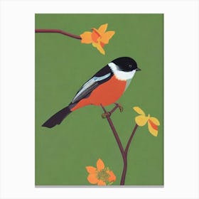 Carolina Chickadee Midcentury Illustration Bird Canvas Print