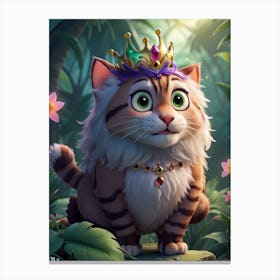 3d Animation Style Cute Big Queen Cat In The Jungle Looks Kile 1 Canvas Print
