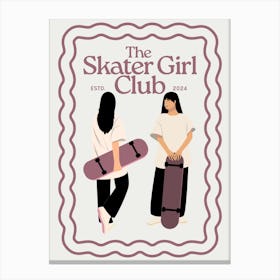 The Skater Girl Club | Trendy Preppy Sporty Skateboard Canvas Print