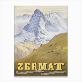 Zermatt Switzerland Vintage Travel Poster Canvas Print