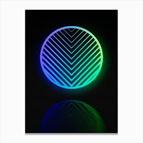 Neon Blue and Green Abstract Geometric Glyph on Black n.0138 Canvas Print