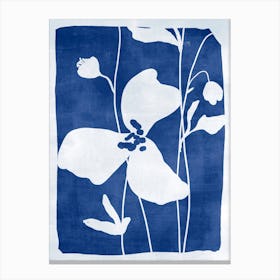 Abstract Minimal Flowers 4 Blue Canvas Print