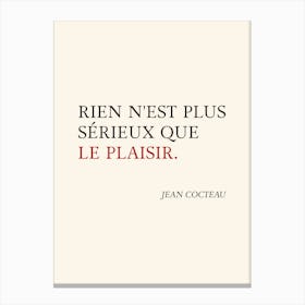 Le PLAISIR. French Quote Typography Canvas Print